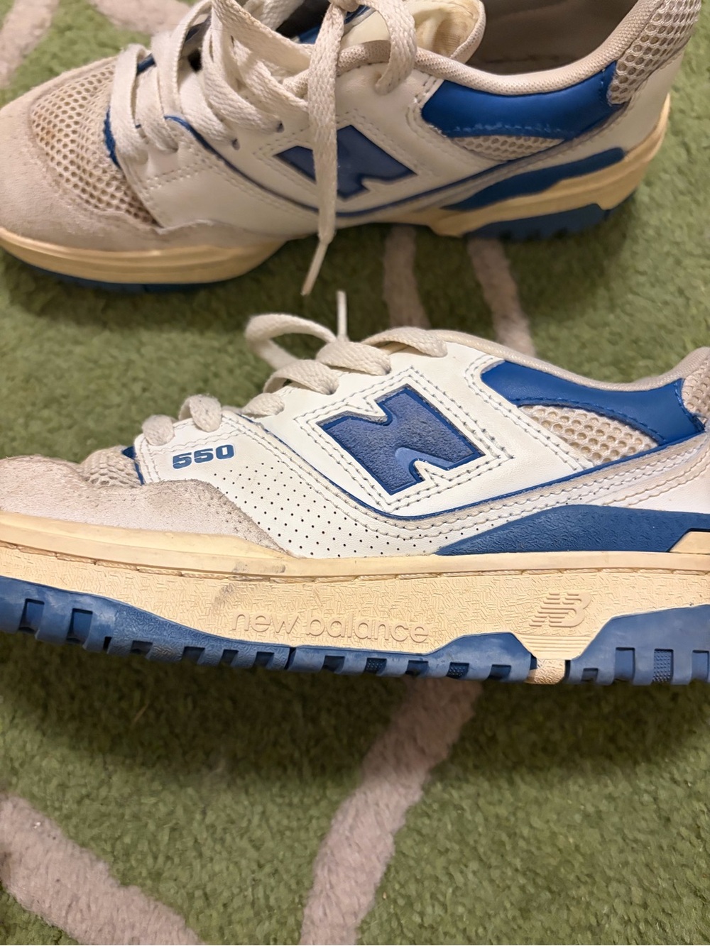 New Balance Kids White and Blue 550 Sneakers